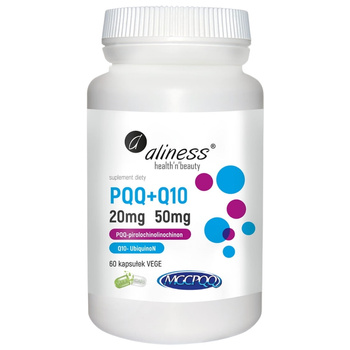 Aliness PQQ 20 mg + Koenzym Q10 50 mg Suplement Diety Serce Mózg 60 Kaps