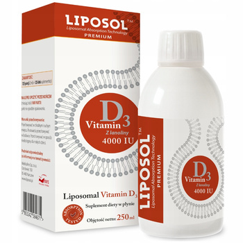 Aliness Liposol Witamina D3 4000 Suplement Odporność Kości Zęby Płyn 250ml