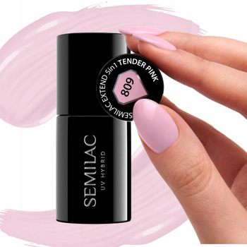 Semilac Extend 5w1 Lakier Hybrydowy Baza Top Tender Pink 809 Ciepły Róż 7ml