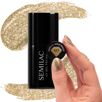 Semilac Lakier Hybrydowy Do Paznokci Gold Disco 037 Perła Ze Złotem 7ml