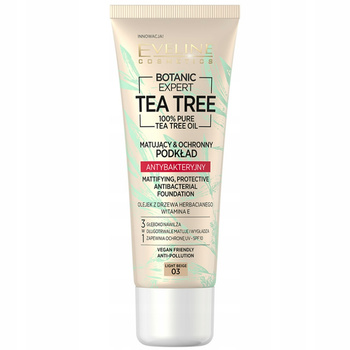 Eveline Tea Tree Matujący Podkład Antybakteryjny SPF10 03 Light Beige 30ml