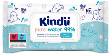 Kindii Chusteczki Nawilżane Pure 99% Wody 60 Sztuk