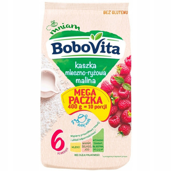 Bobovita Bezglutenowa Kaszka Mleczno Ryżowa Malinowa 6 Miesiącu 400g