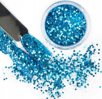 Efekt Oceania Do Paznokci Niebieski Gruby Brokat 02