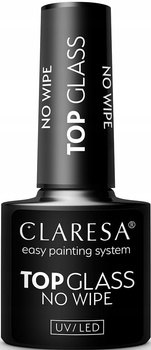 Claresa Top Hybrydowy Glass No Wipe Bez Przemywania Efekt Mokrych Paznokci