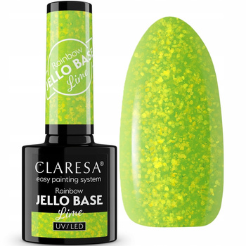 Claresa Rainbow Jello Baza 2w1 Lakier Hybrydowy Drobinki Lime Limonka 5g