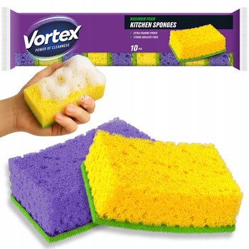 Vortex G膮bki Kuchenne Do Mycia Naczy艅 Zmywak Lekkie Dwustronne 10 Sztuk