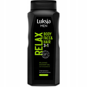 Luksja Men Relax 3w1 Męski Żel Pod Prysznic Szampon Do Włosów Konopny 500ml