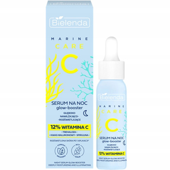 Bielenda Marine Care Serum Booster Na Noc Głeboko Nawilża Energetyzuje 30ml
