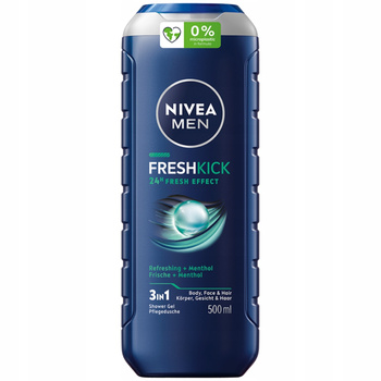 Nivea Men Fresh Kick 3w1 Męski Żel Pod Prysznic Szampon Do Włosów 500ml