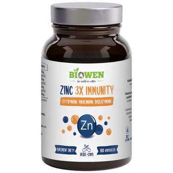Biowen Zinc 3X Immunity Cynk Suplement Diety Odporność Wzrok 100 Kapsułek