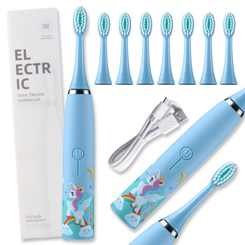 Szczoteczka Soniczna Elektryczna Do Mycia Zębów Dla Dzieci + 8 Koncówek