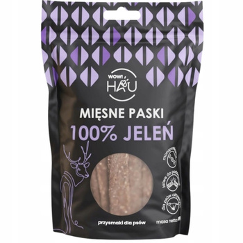 Wow Pets Przysmaki Dla Psa Zdrowe Smaczki Mięsne Paski 100% Jeleń 120g