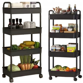 Plastikowy Regał Kuchenny Łazienkowy Mobilny Na Kółkach 4 Półki Koszyki