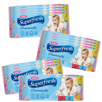 Superfresh Baby Nawilżane Chusteczki dla Dzieci Rumiankowe Karton 12x72 szt