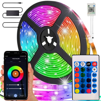 Taśma LED Kolorowa Wodoodporna z RGB Pasek SMD Bluetooth Pilot 12V 5M