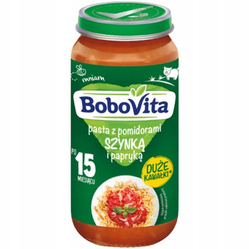 Bobovita Obiadek Dla Dzieci Pasta z Pomidorami i Szynką Po 15 Miesiącu 250g