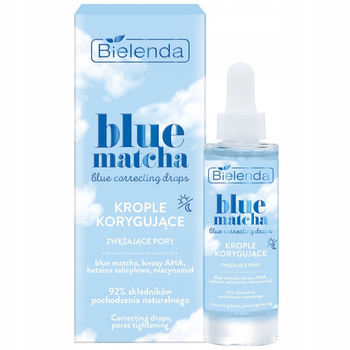 Bielenda Blue Matcha Krople Korygujące Zwężające Pory Kwasy AHA Niacynamid