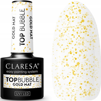 Claresa Top No Wipe Hybrydowy Bez Przemywania Bubble Gold Matt Złoty 5ml