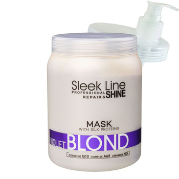 Stapiz Sleek Line Maska Ochładzająca z Jedwabiem Violet do Włosów Blond Siwych Rozjaśnianych + Pompka 1l