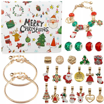 CoolStaff Kalendarz Adwentowy Zestaw Prezentowy z Biżuterią 22 Charmsy 2 Bransoletki