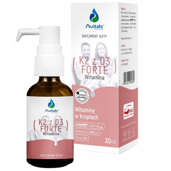 Aliness Avitale Witamina K2 z D3 Forte Suplement Diety Kropelki 600 Porcji