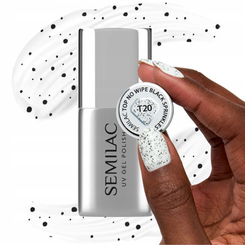 Semilac Lakier Hybrydowy Top No Wipe Black Sprinkles Czane Drobinki T20 7ml