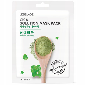 Lebelage Cica Solution Łagodząca Maseczka Do Twarzy w Płachcie Kojąca 25g
