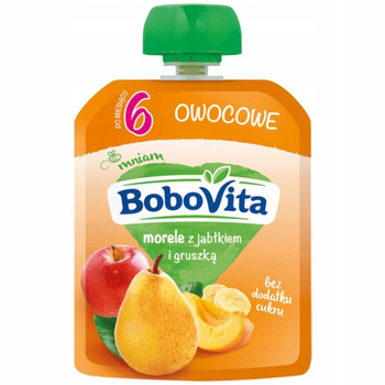Bobovita Owocowy Mus Dla Dzieci Morele Jabłko Gruszka Po 6 Miesiącu 80g