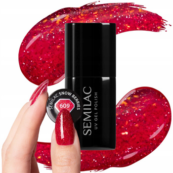 Semilac Lakier Hybrydowy Do Paznokci Snow Berries 609 Czerwień Blask 7ml