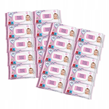Lula 1000 Sztuk Chusteczki Nawilżane Bawełna Pop Up 50 Szt x 20 Opakowań