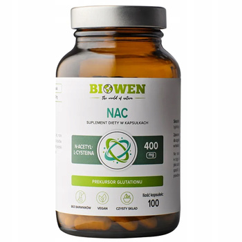 Biowen NAC N-Acetylo-L-Cysteina 400mg Suplement Diety Detoks 100 Kapsu艂ek