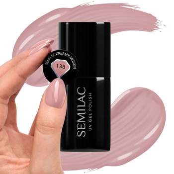 Semilac Lakier Hybrydowy Do Paznokci Creamy Muffin 136 Liliowy Beż 7ml