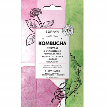 Soraya Zestaw 3 Maseczek Nawilżająca Rozświetlająca Kojąca Kombucha 3 x 8ml