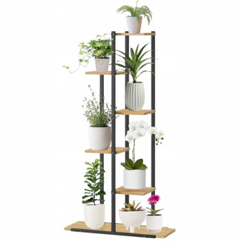 Kwietnik Stojak Na Rośliny Kwiaty Metalowy Jasny Brąz Regał 6 Półek 113cm