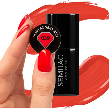 Semilac Lakier Hybrydowy Do Paznokci Sexy Red 039 Oranżowa Czerwień 7ml