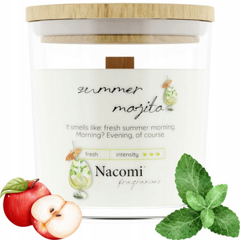 Nacomi Naturalna Świeca Sojowa z Drewnianym Knotem Mięta Summer Mojito 140g
