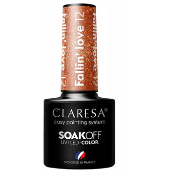 Claresa Lakier Hybrydowy Do Paznokci Złoty Brokatowy Fallin Love 12 5g