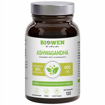 Biowen Ashwagandha Żeń Szeń Indyjski 400mg Suplement Diety 120 Kapsułek