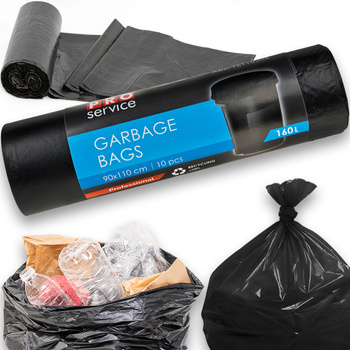 PRO Service Worki Na Śmieci Mocne Czarne Uniwersalne LDPE 160L 10 Sztuk