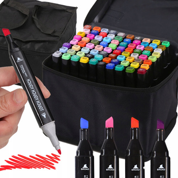 Markery Alkoholowe Dwustronne Flamastry Pisaki Mazaki Torba XL 80 Sztuk