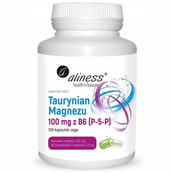 Aliness Taurynian Magnezu 100 mg + Witamina B6 Kości Mięśnie 100 Kapsułek