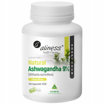 Aliness Natural Ashwagandha 9% 560mg Suplement Diety Stres Nerwy 100 Kaps
