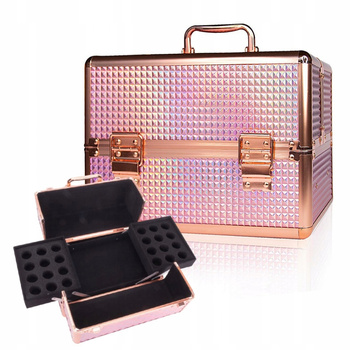 Kuferek Kosmetyczny Organizer M Różowe Złoto Duży Na Lakiery Akcesoria