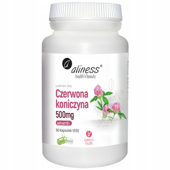 Aliness Czerwona Koniczyna 8% 500mg Suplement Diety Menopauza Kości 90 Kaps