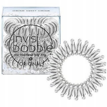 Invisibobble Gumki Do Włosów Sprężynki Srebrne Chrome Sweet Chrome 3 sztuki