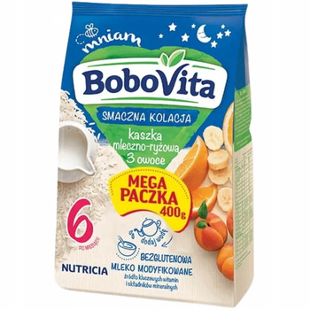 Bobovita Smaczna Kolacja Kaszka Mleczno Ryżowa 3 Owoce Po 6 Miesiącu 400g