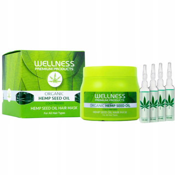 Wellness Hemp Seed Oil Nawilżająca Maska Do Włosów 500ml + Ampułki 4x10ml