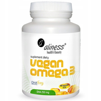 Aliness Vegan Omega 3 DHA 250 mg Algi Morskie Mózg Wzrok Odporność 60 Kaps