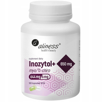 Aliness Inozytol+ Myo D-Chira 650mg Witamina B6 Suplement Ciąża 100 Kaps